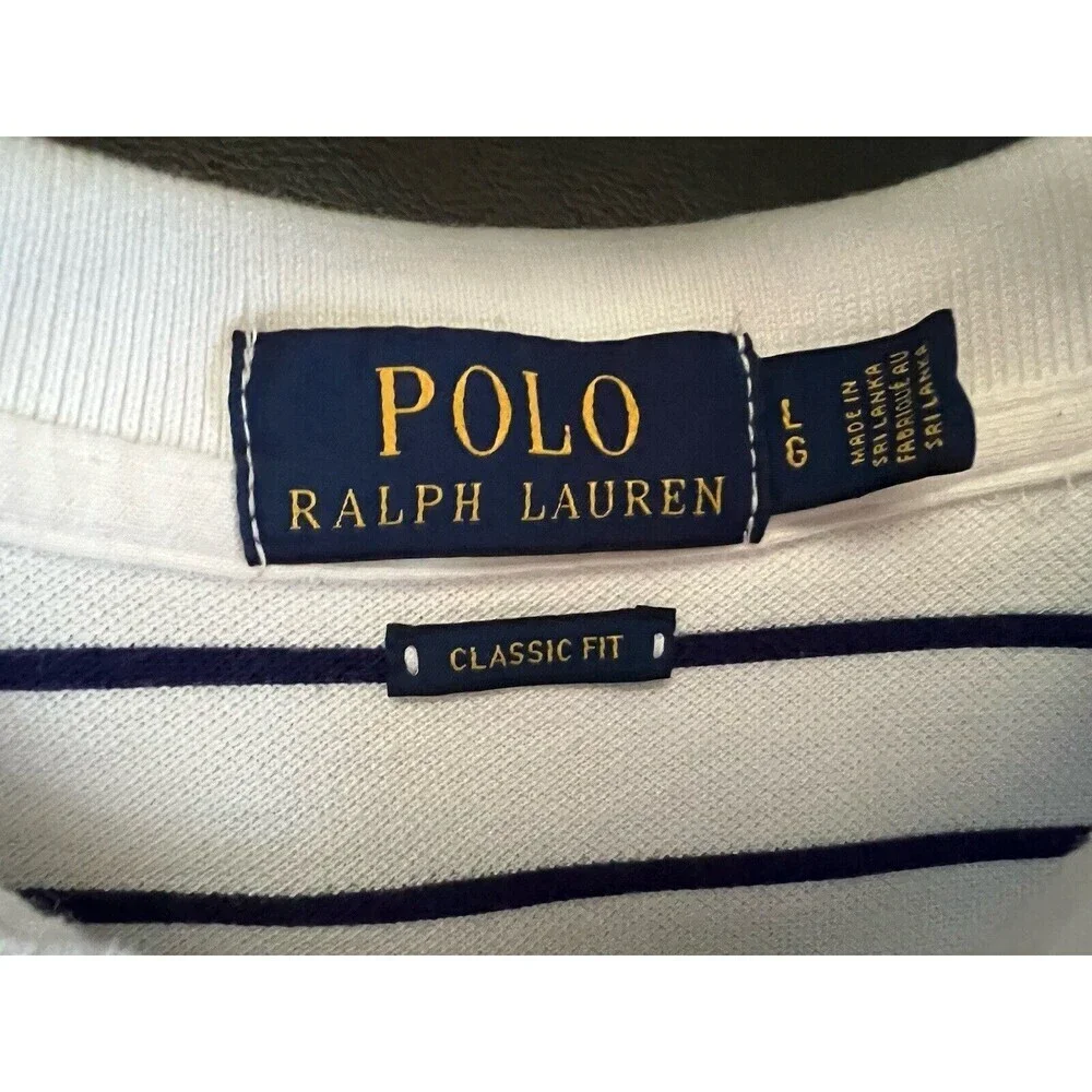 Polo Ralph Lauren Men's Classic-Fit Soft Cotton Shirt Sz L White French Navy
